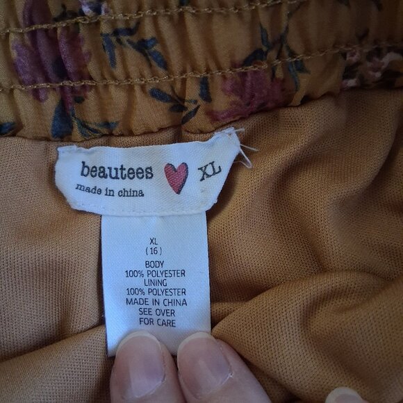 Beautees Girl's Size XL (16) Rust Floral Print Ruffle Hem Skirt - Picture 3 of 8